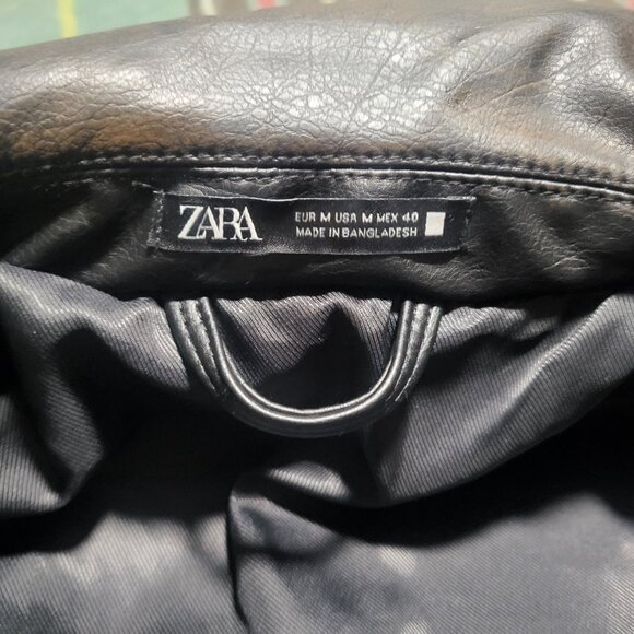 ZARA Men's Moto Biker Jacket Faux Leather Black Brown Medium NWOT - Picture 8 of 15